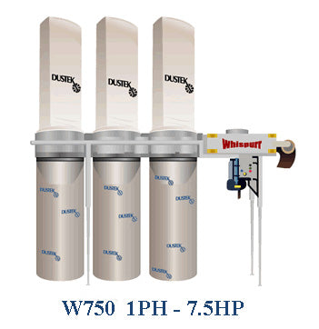 3 Bag - 1 Phase - 7.5HP Ultra Quiet Dust Collector - Dustek W750